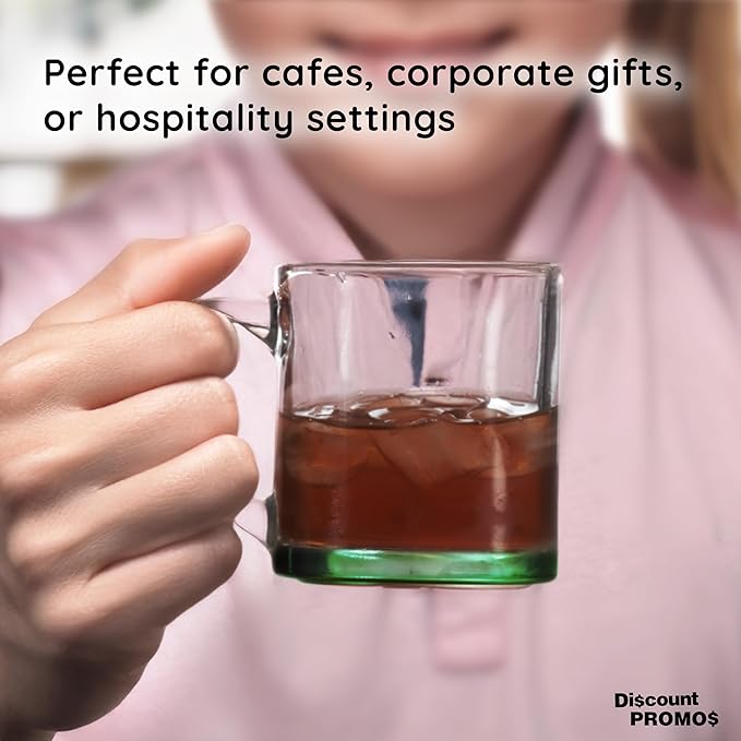 Libbey Clear Glass Coffee Mugs 13 oz. Set of 10, Bulk Pack - Perfect for Coffee, Tea, Espresso, Hot Cocoa, Other Beverages - Green Bottom