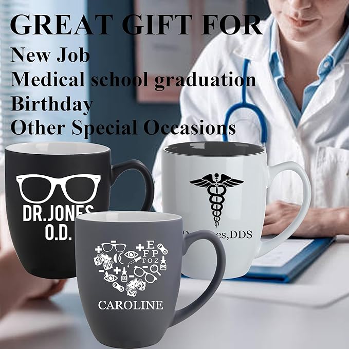 Custom Engraved Coffee Mug - Personalized Gifts for Eye Doctors, Graduation Gift for Dental Student, Birthday Appreciation Gift for Best Ophthalmologist (Mug, Eye Doctor)