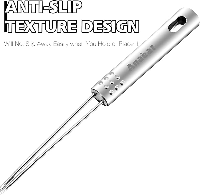 Anaeat 5.3" Stainless Steel Spider Skimmer, Professional Kitchen Pasta Strainer Spoon with Long Handle - Asian Strainer Ladle Wire Skimmer Spoons for Cooking and Frying