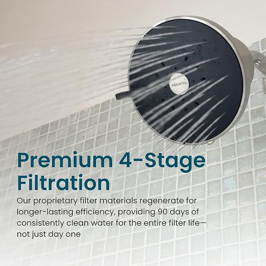 AquaTru Shower - High Pressure Shower Filter Removes Impurities from Hard Water to Support Healthy Skin, Scalp, Hair, Reduce Breakage, and Enhance Your Beauty and Self-Care Routine (Brushed Nickel)