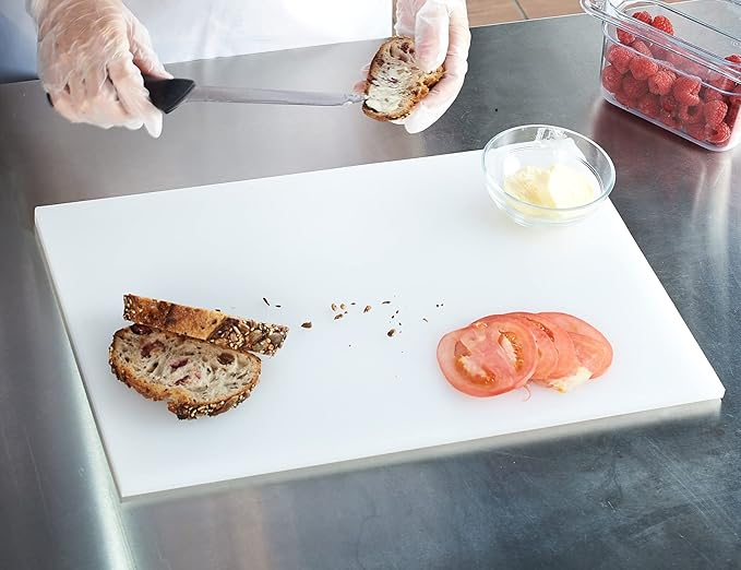 CURTA Cutting Boards for Kitchen, 18" x 12" x 0.5" White Color Coded Plastic Chopping Board with Anti Slip Surface Dishwasher Safe