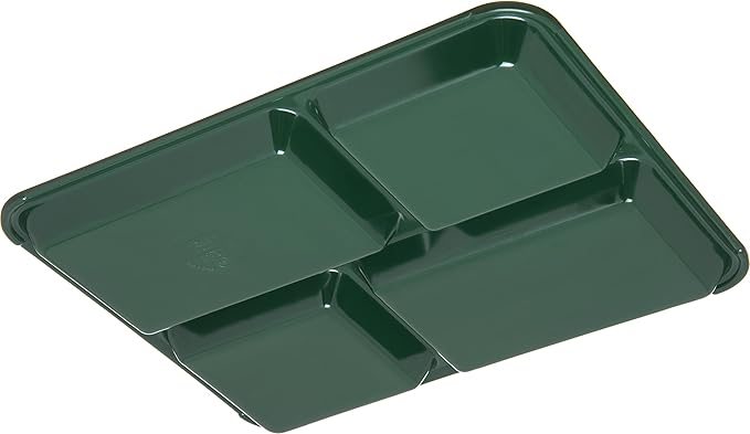 Carlisle FoodService Products Right Hand 4-Compartment Cafeteria / Fast Food Tray, 8.5" x 11", Forest Green