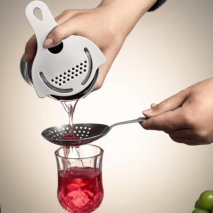 Lexenic Professional Cocktail Strainers Set ：304 Stainless Steel Julep Strainer&Spring Bar Strainer Kit for Home Bar and Professional Bartenders，Mixologists (Type A)