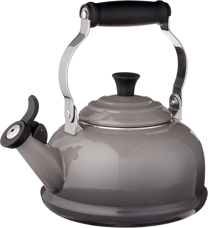 Le Creuset Enamel On Steel Whistling Tea Kettle, 1.7 qt., Oyster