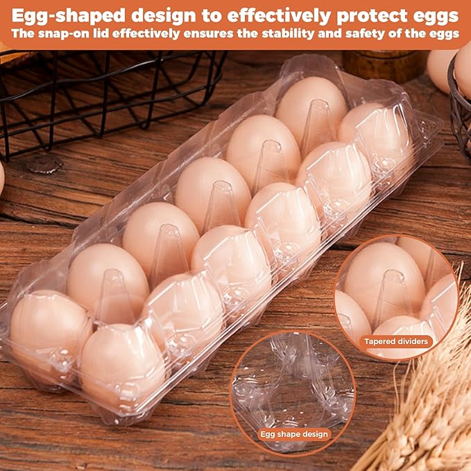 Haploon 120 Pcs Plastic Egg Cartons Cheap Bulk 12 Count Clear Empty Egg Cartons Reusable Egg Holder, 2x6 Grids Egg Trays for Refrigerator Use, Chicken Farming, Family Storage, Market Display
