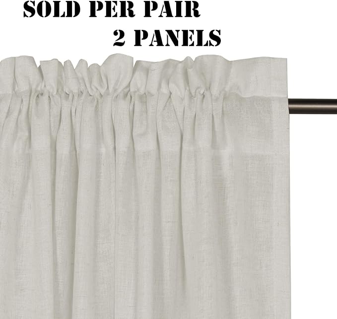 H.VERSAILTEX Linen Curtains Elegant Natural Linen Semi Sheer Curtains Energy Light Filtering Rod Pocket Window Treatments Panels for Living Room (Set of 2, Pale Oak, 52 inch W X 84 inch L)