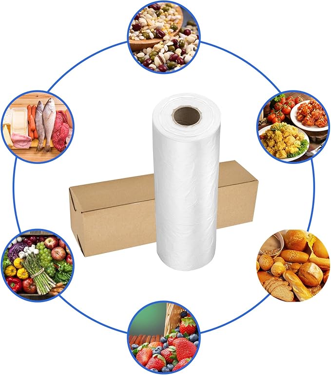 12x16 Plastic Produce Bags on a Roll - Clear Plastic Bags for Food, Vegetable, Fruits, Bread, Pet Bags and Grocery Clear Bag- 350 Bags/roll (2 Roll)