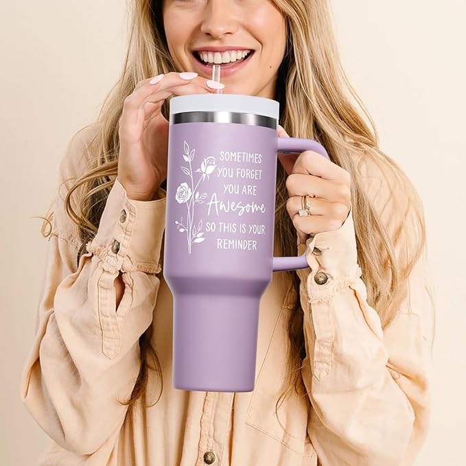 Birthday Gifts for Women Friendship, 40 OZ Tumbler Christmas Inspirational Gift for Women Unique Thank You Gifts for Mom Friend Sister Coworker Employee Nurse Teacher Awesome Gift, Insulated Cup