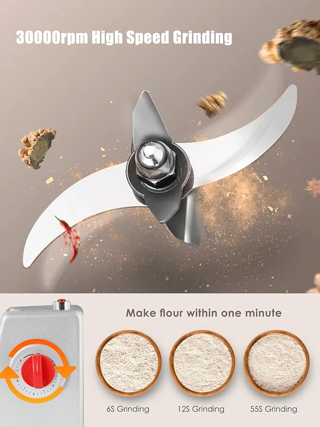 CGOLDENWALL 1000g Electric Grain Grinder Mill Safety Upgraded 3000W High-speed Spice Herb Grinder Commercial Superfine Machine Dry Cereals Pulverizer CE 110V (1000g Swing Type)