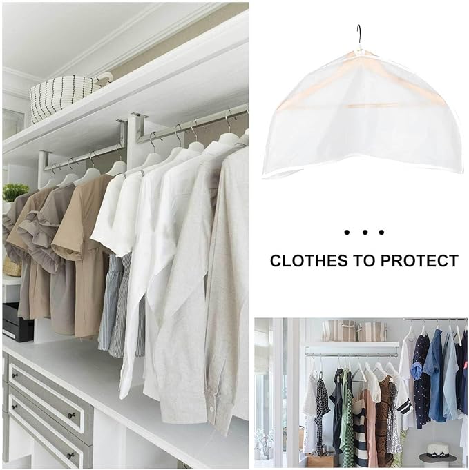 COHEALI 5Pcs Thick Transparent Clothing Bags Breathable Garment Shoulder Covers with Reinforced Hanger Opening Dustproof Suit Protectors Washable Reusable for Home Closet Storage