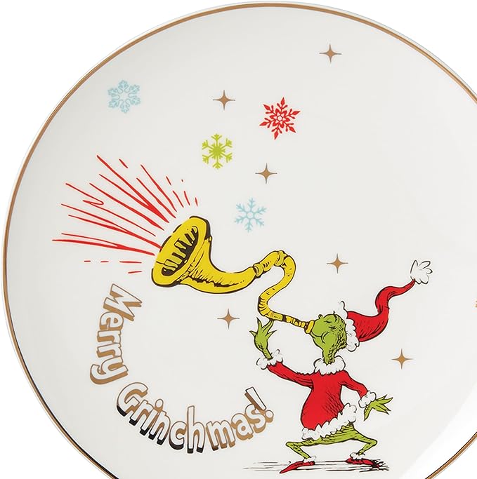 Lenox 894166 Merry Grinchmas 4-Piece Assorted Accent Plate Set, Christmas Drinkware, Holiday Hosting
