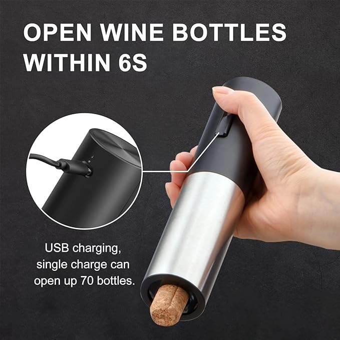 Wine Gifts-Electric Wine Opener and Aerator Set-Wine Dispenser Battery Operated, Rechargeable Wine Bottle Opener & Pourer with Foil Cutter, Vacuum Stoppers