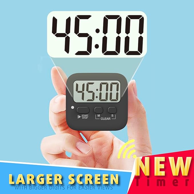 Antonki 2 Pack Digital Timer for Kids, Magnetic Countdown Kitchen Timers for Cooking, Egg, Classroom, Teacher, Exercise, Study, Oven - Battery Included