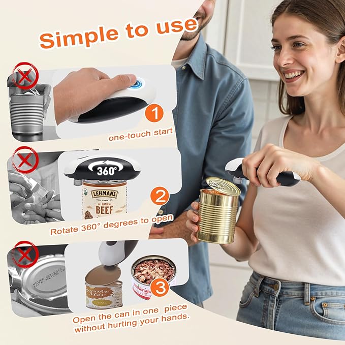 One-Touch Can Opener Electric with Rechargeable USB-C Fast Charge, The Popular Electric Can Openers for Senior, Kids, and Best Gift in Kitchen