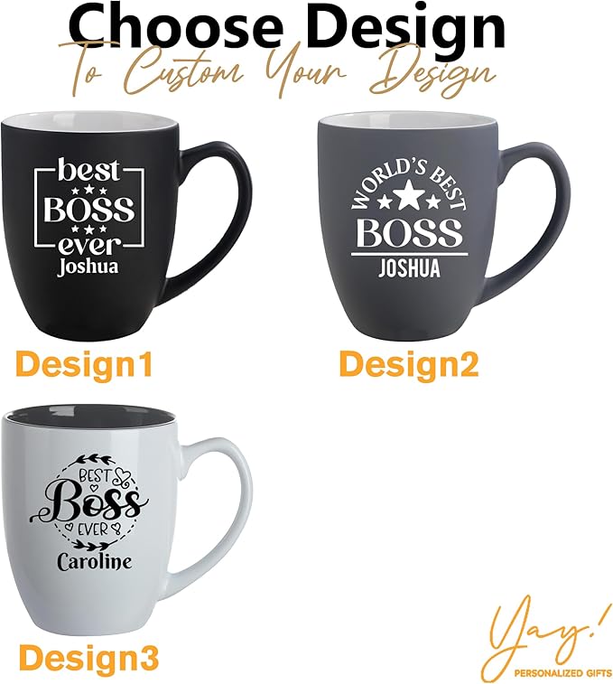 Personalized Boss Gifts for Men, 16oz Custom Coffee Mug with Engraved Name, Birthday Farewell Retirement Christmas Boss Day Gift for Coworkers Staff Leader Office Decor