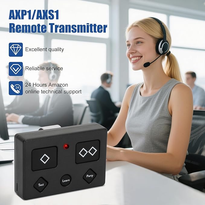 2 for AXP1/AXS1 Ghost Controls Gate Opener Remote, 5-Button Premium Remote Transmitter, Compatible with Ghost Controls Single/Dual Automatic Gate Openers Systems