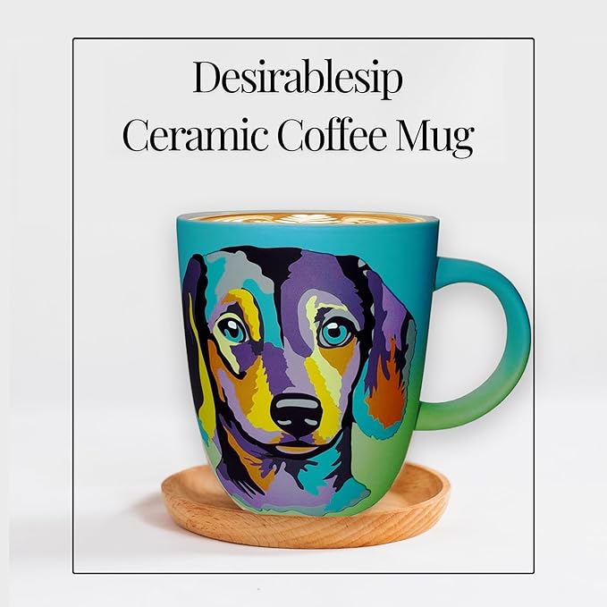 Soft Touch Dachshund Blue Mug - 18 Oz Coffee Mug with Beautiful Box - Best Gift for Dachshund Lovers - Unique Ceramic Tea Cups for Daily Use