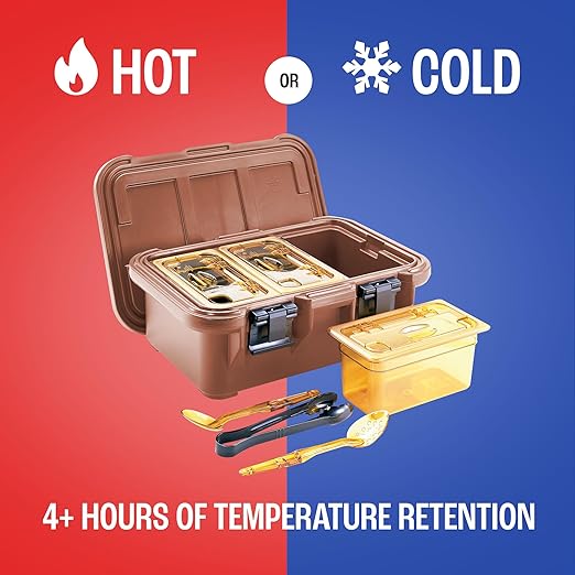 Cambro Insulated Food Pan Carrier - 6 Inch Deep Hotbox and Food Warmer for Catering & Transport - Top Load S-Series (Beige)