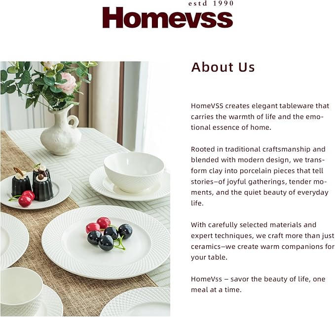 HomeVss, New Bone China Dinnerware Set, Embossed Diamond Design, 20pc Set