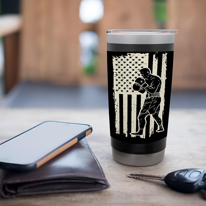 American Flag Boxing Patriotic Boxer Stainless Steel Insulated Tumbler