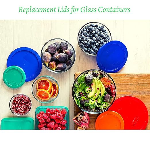 Lids for Pyrex and Anchor Round Glass Containers (4-Cups, Green-4PK)