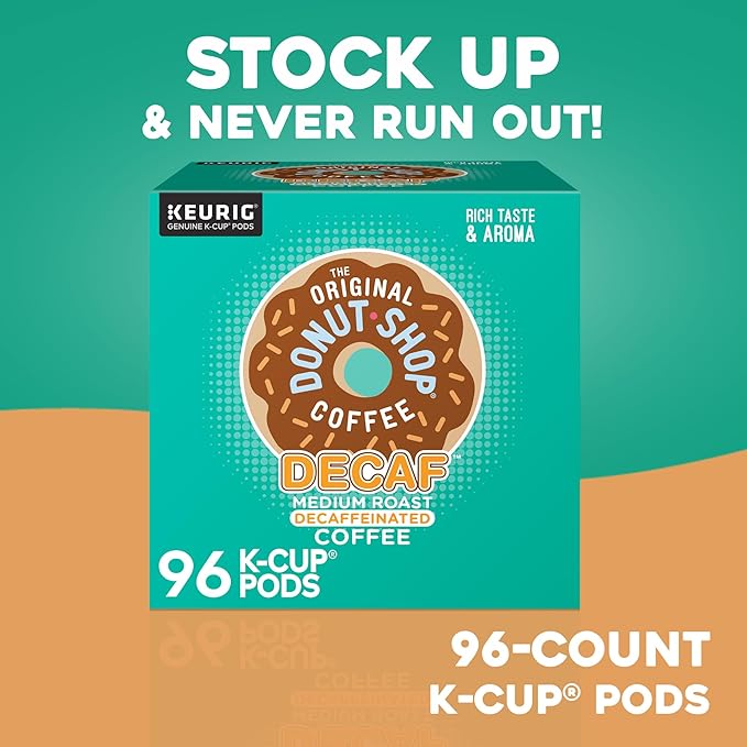 The Original Donut Shop Decaf Keurig Single-Serve K-Cup Pods, Medium Roast Coffee, 96 Count