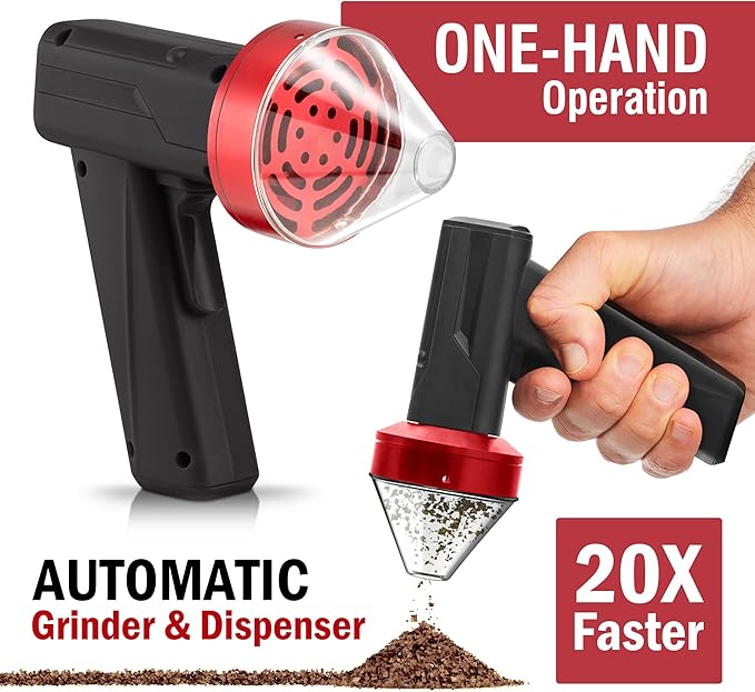 2.5" Large Electric Grinder Herb Grinder, Auto Spice Grinder with Auto Dispensing (Black Red)