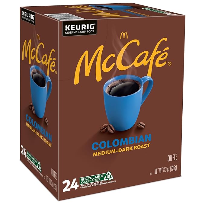 McCafe Colombian, Single Serve Coffee Keurig K-Cup Pods, Medium Roast, 96 Count (4 Packs of 24)