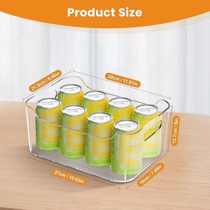 Clear Plastic Storage Bins-Pantry Organizers & Storage Containers-Refrigerator Organizer Bins with Handle - Home Organization Must Haves for Kitchen(Clear 4 Pack-Large)