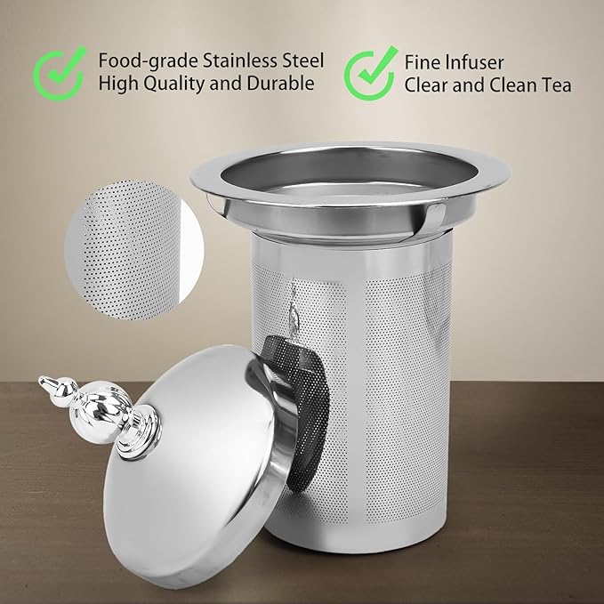 Glass Teapot 40oz/1200ml with Removable Infuser, Borosilicate Clear Tea Kettle, Stovetop Safe Tea Kettle Blooming Loose Leaf Teapots, for Camping, Travel