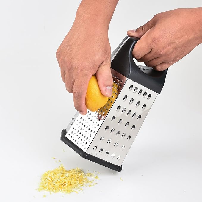 9" 6-Sided Cheese Grater with Handle, Stainless Steel, Rust Proof & Dishwasher Safe