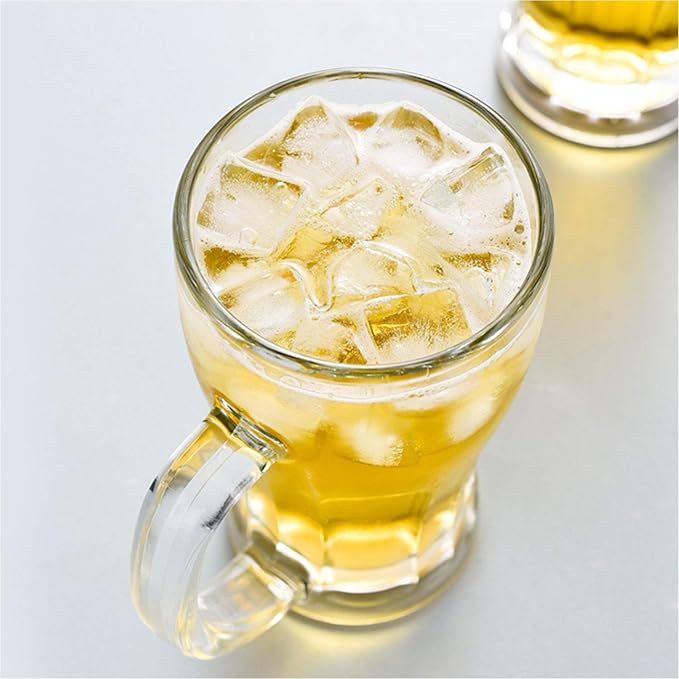 QAPPDA Beer Mugs Set,Glass Mugs With Handle 18oz,Large Beer Glasses For Freezer,Beer Cups Drinking Glasses 520ml,Pub Drinking Mugs Stein Water Cups For Bar,Alcohol,Beverages Set of 8