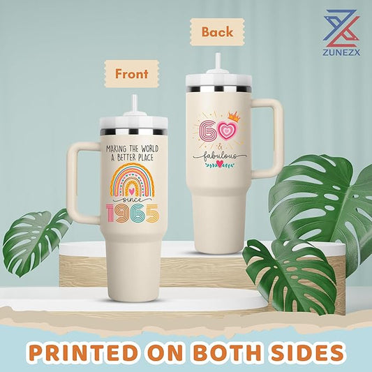 60th Birthday Gifts for Women, 60 Fabulous Gift For Her Mom, Cool 60th Birthday Gifts Tumbler 40oz, 60 Years Old 1965 Birthday Gifts for Women, 60th Birthday Decorations for Woman, Turning 60 Present
