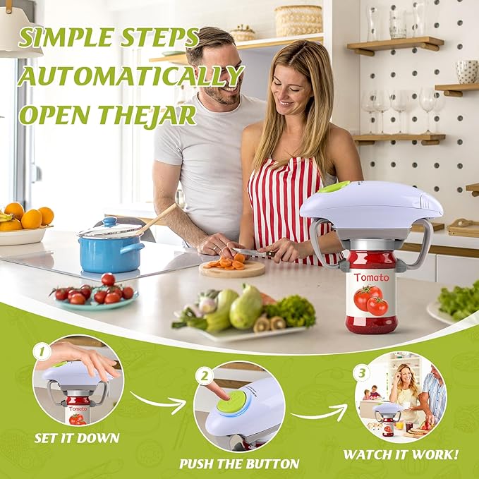 Higher Torque and Automatic Electric Jar Opener,One Touch Jar Opener for Arthritis,Weak Hands and Seniors,Convenient and Useful Kitchen Gadgets,Gifts for Seniors