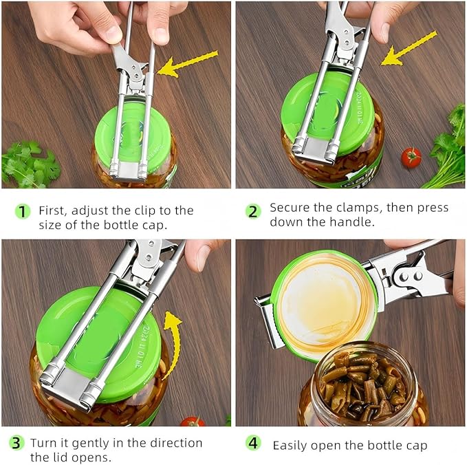 Jar Openers,Adjustable Multifunctional Stainless Steel Can Opener,Stainless Steel Can Opener Bottle Jar Lid Gripper Household Kitchen Tool, Manual Jar Bottle Opener Kitchen Accessories (1 Pcs)