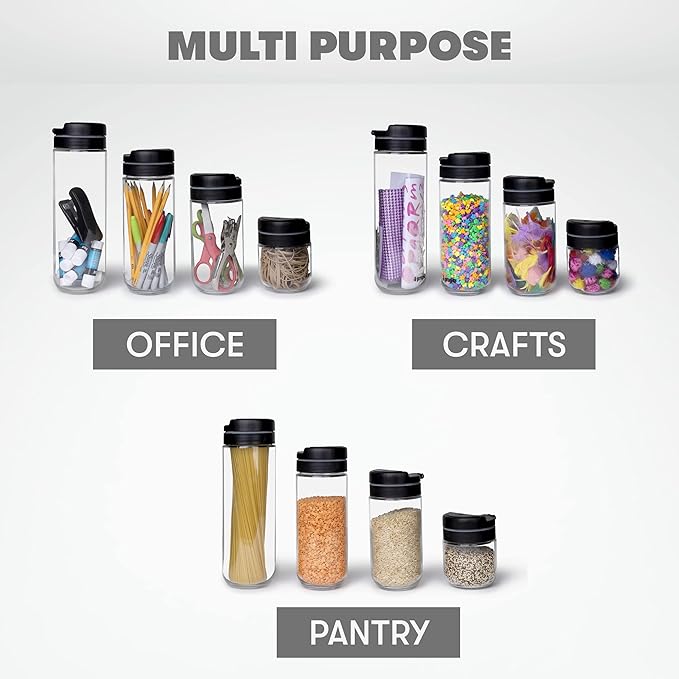 Premium Borosilicate Glass Food Storage Containers with Innovative Press & Release Lid with Airtight Silicone Seal,Sugar or Flour Container,Big and Small Food Jar for Pantry