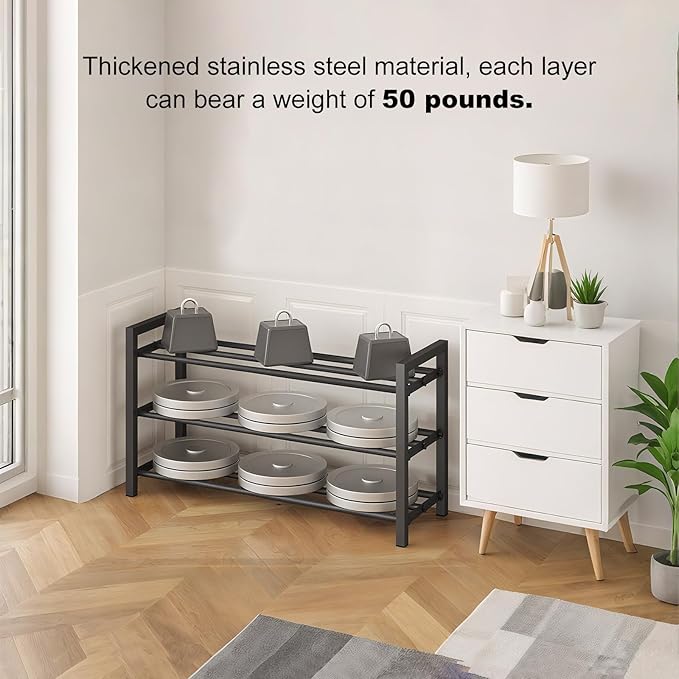 2-Tier Expandable Shoe Rack (17.5"-30.7") – Adjustable Heavy-Duty Metal Shoe Organizer Shelf for Closet, Entryway, Mudroom & Garage – Durable Freestanding Storage, Black