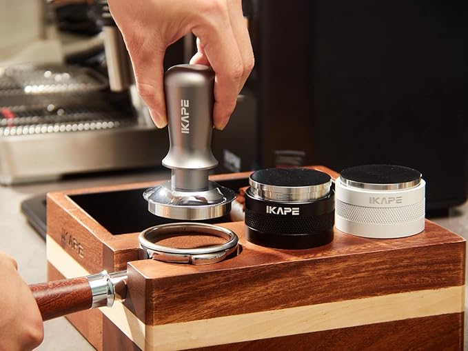 IKAPE 53mm Espresso Tamper, Premium Barista Coffee Tamper with Calibrated Spring Loaded, 100% Flat Stainless Steel Base Tamper Fits for Breville Series 54mm Portafilter Basket