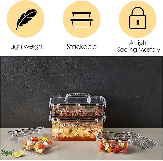 Airtight Food Storage Containers with Lids Gift Set (9 pack) BPA-Free | Clear | Microwave, Freezer and Dishwasher Safe | Leak-Proof | Kitchen Fridge Organizer Fruit Boxes | Fresher Food