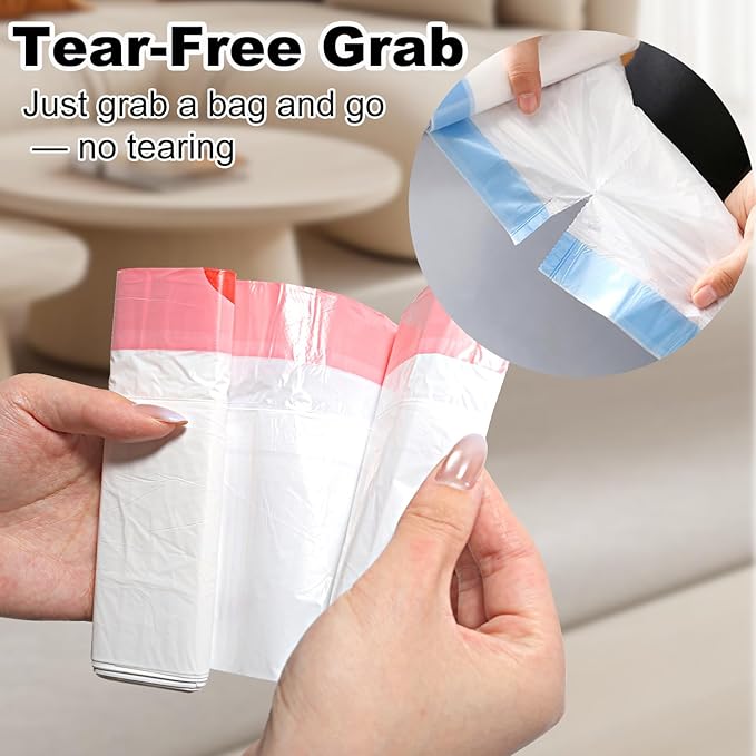 ELPHECO 1.6 Gallon Small Trash Bags 60 Count - For 1.2-2 Gallon Trash Cans, 4.5-8L Drawstring Garbage Bags, Strong Bathroom Trash Bags, Clear Tear free Garbage Bags, 60 Count / 6 Rolls