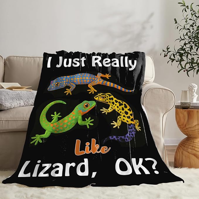 Lizard Blanket Gifts for Girls Boys Reptiles Lovers Throw Blankets Cozy Plush Fleece Lizards Decor Flannel Fuzzy for Kids Women Men 50"X40"