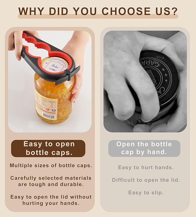 4 Pieces Jar Opener Multi Function Bottle Opener Kit Can Opener with Non Slip Gripper Pad
