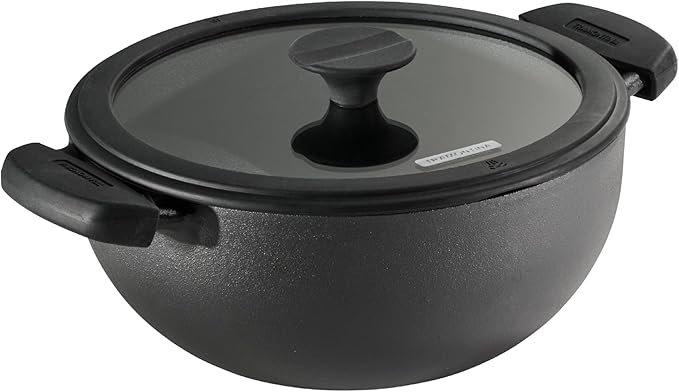 Tramontina Utsava 3.9-Quart Pre-Seasoned Cast Iron Kadai with Lid, Kadhai Pot for Indian Cooking