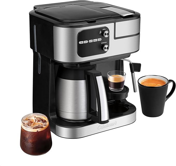 Cuisinart Coffeemaker, Coffee Center Barista Bar 4-In-1 Coffee Machine, Single-Serve Coffee, Espresso & Nespresso Capsule Compatible, 12-Cup Thermal Carafe, Black, SS-4N1TNAS