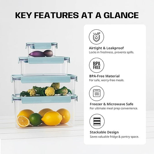 LocknLock HPL404 Classic-Plus Plastic Food Storage Container with Lid for Kitchen, Lunch, Meal Prep, and Leftovers, BPA-Free, Airtight, Leakproof, Microwave, Dishwasher, Freezer-Safe, 910ml