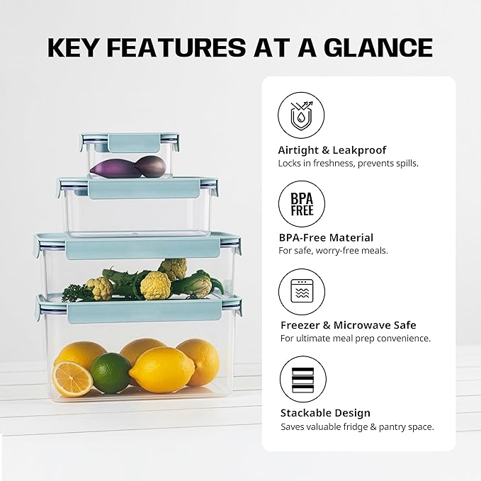 LocknLock HPL413 Classic-Plus Plastic Food Storage Container with Lid for Kitchen, Lunch, Meal Prep, and Leftovers, BPA-Free, Airtight, Leakproof, Microwave, Dishwasher, Freezer-Safe, 420ml