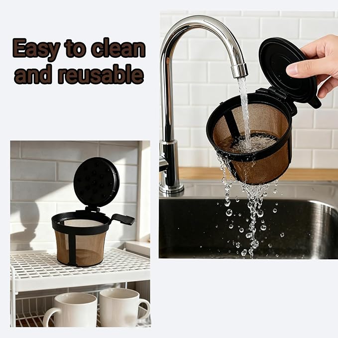 Coffee filter compatible with Ninja PB051 / PB040 / PB041ST-coffee grinder compatible with Ninja beans - gold 304 stainless steel mesh reusable - Coffee pod accessories 2PCS (2)