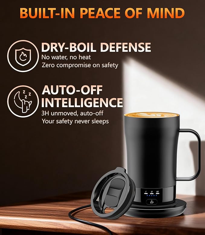 Self-Heating Coffee Mug, 14oz Heated Coffee Mug - Rechargeable Temperature Control Coffee Mug Keep Coffee Hot, Smart Mug Great Gift for Coffee Lovers & Slow Sippers