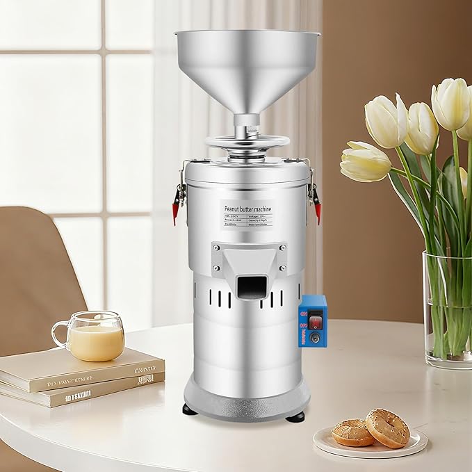 110V Household/Commercial Mill, 1100W Electric Grain Grinder, Peanut Butter Maker Machine Sesame Sauce Grinder Low Noise High-Speed Grinding for Dry Ingredients like Herbs Spices Coffee Corn Beans