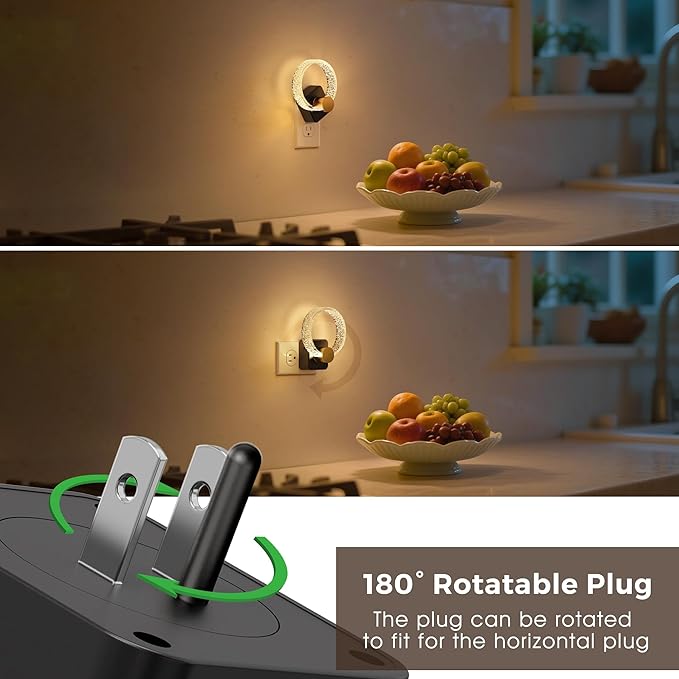 L LOHAS LED Night Lights Plug into Wall, Plug in Night Light with Light Sensor, 3000K Soft White, 0-100LM Brightness Adjustable, Acrylic Nightlight for Bathroom Bedroom Hallway